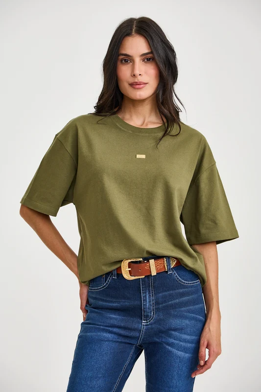CAMISETA OVERSIZED MALHAO 51446 VERDE MILITAR / GG
