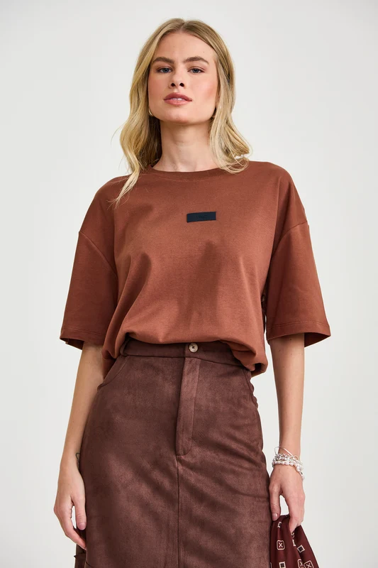 CAMISETA OVERSIZED MALHAO 51447 MARROM / M