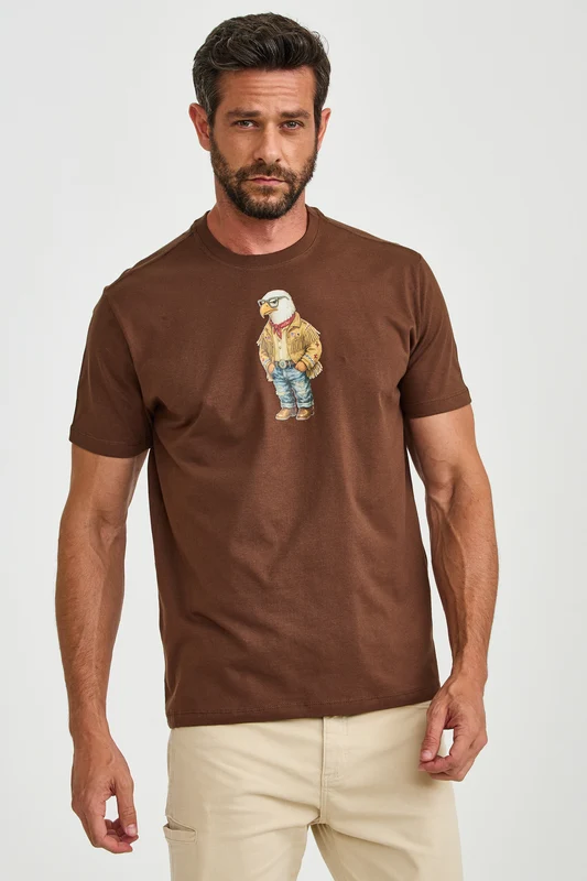 CAMISETA FIO 30 EAGLE 192991 MARROM ESCURO / GG