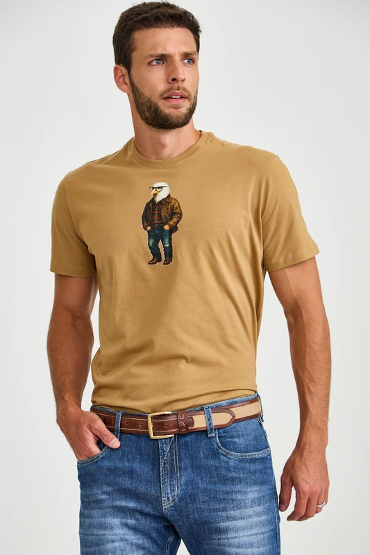 CAMISETA FIO 30 EAGLE 192992 MARROM CLARO / P