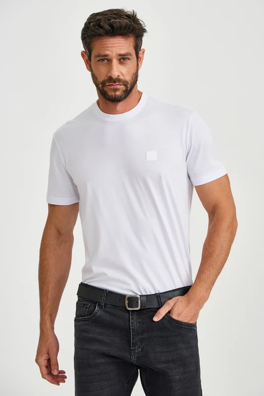 CAMISETA REGULAR ELASTANO 192995 BRANCO / P