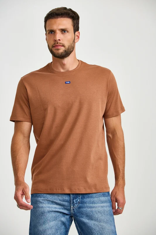 CAMISETA REGULAR MALHA 192988 MARROM ESCURO / GG