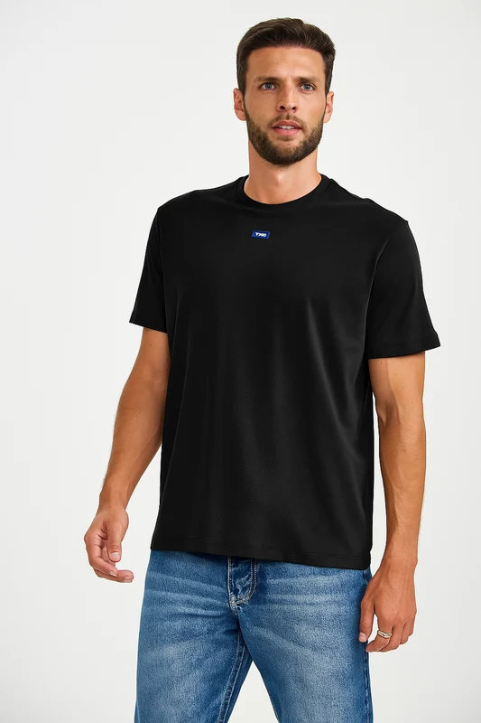 CAMISETA REGULAR MALHA 192988 PRETO / GG