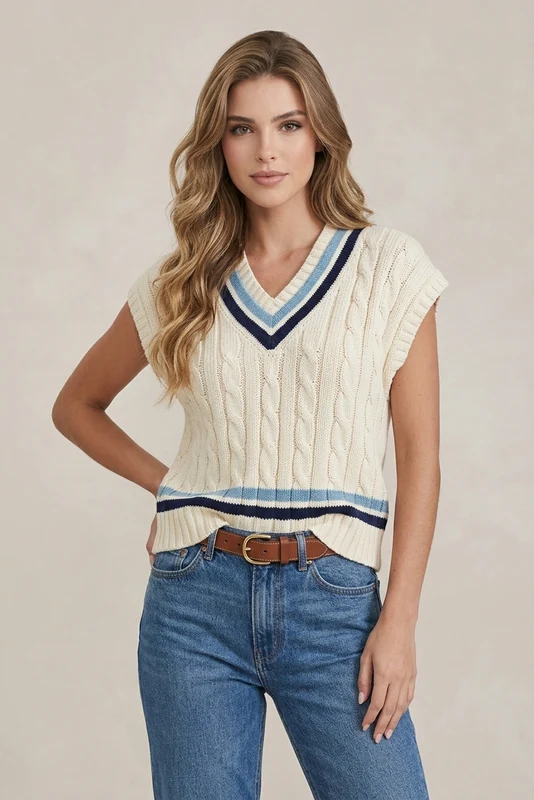 COLETE TRICOT SERIDO PLAQUINHA 7432 AREIA / P