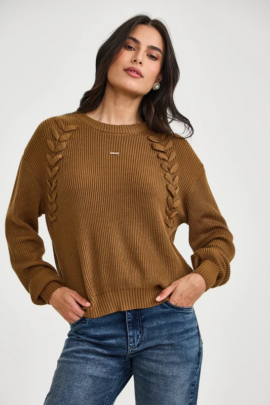 TRICOT CARDIGAN SERIDO 7435 MARROM CLARO / G