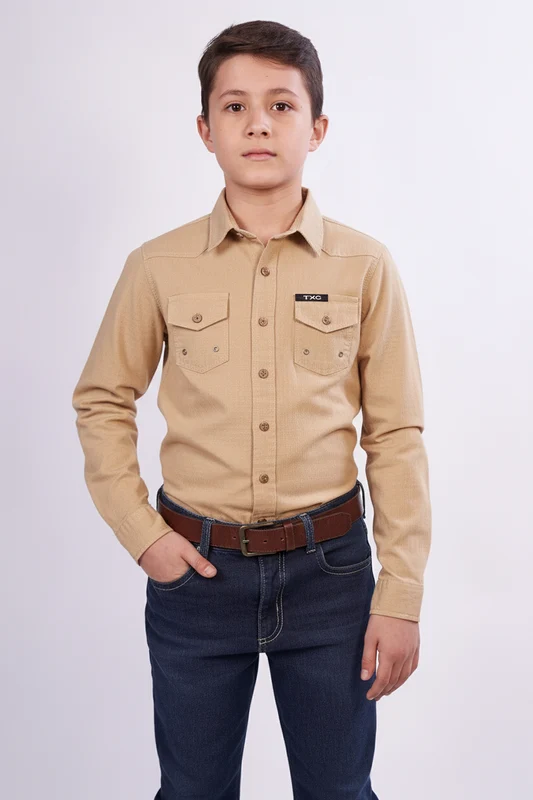 CAMISA ML WORKER SARJA 29465LI INFANTIL BEGE / 6A