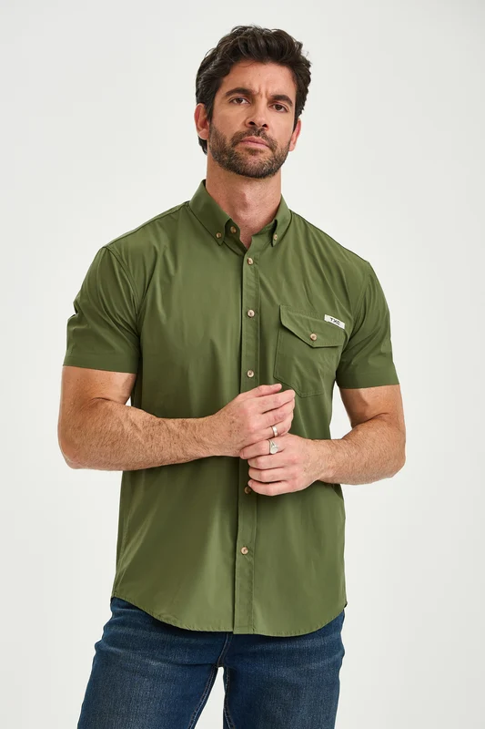 CAMISA MC REGULAR POLIAMIDA UV 29638C VERDE MILITAR / M