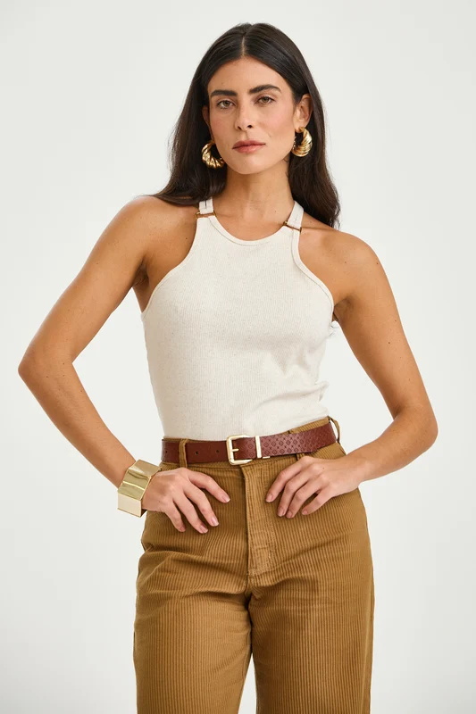 REGATA CANELADA SLIM 51458 AREIA / M