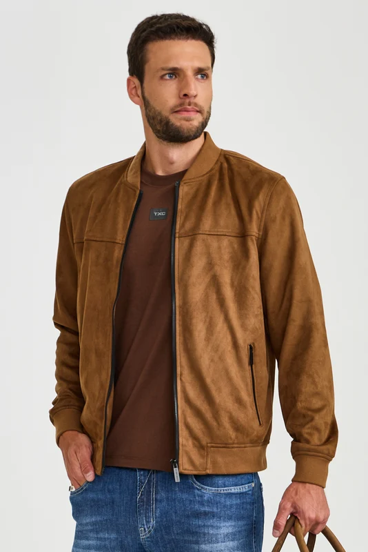 JAQUETA BOMBER SUEDE IMPORTADA 7474 CARAMELO / GG