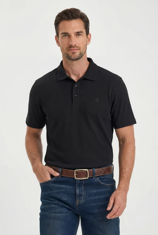 POLO REGULAR CANELADO 69191 PRETO / M