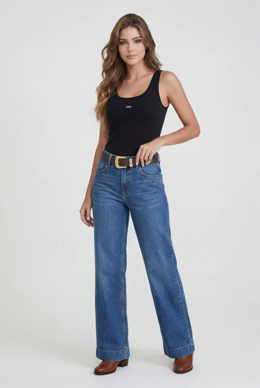 CALCA JEANS WIDE LEG RIGID 30290 JEANS / 40