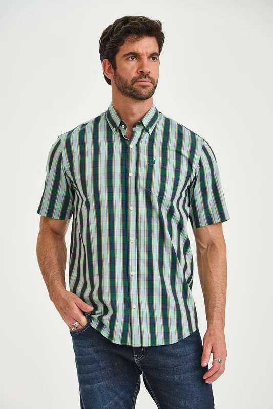 CAMISA MC TRICOLINE REGULAR 29646C XADREZ / GG