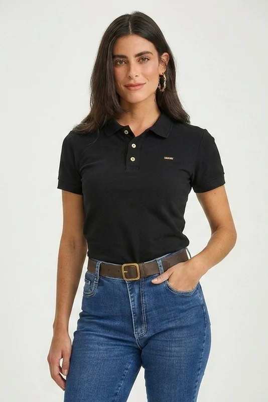 POLO SLIM PIQUET METAL 27394 PRETO / M