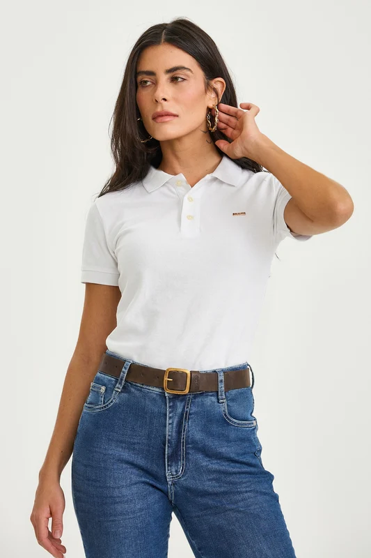 POLO SLIM PIQUET METAL 27394 BRANCO / M