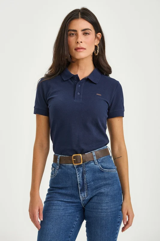 POLO SLIM PIQUET METAL 27394 MARINHO / P