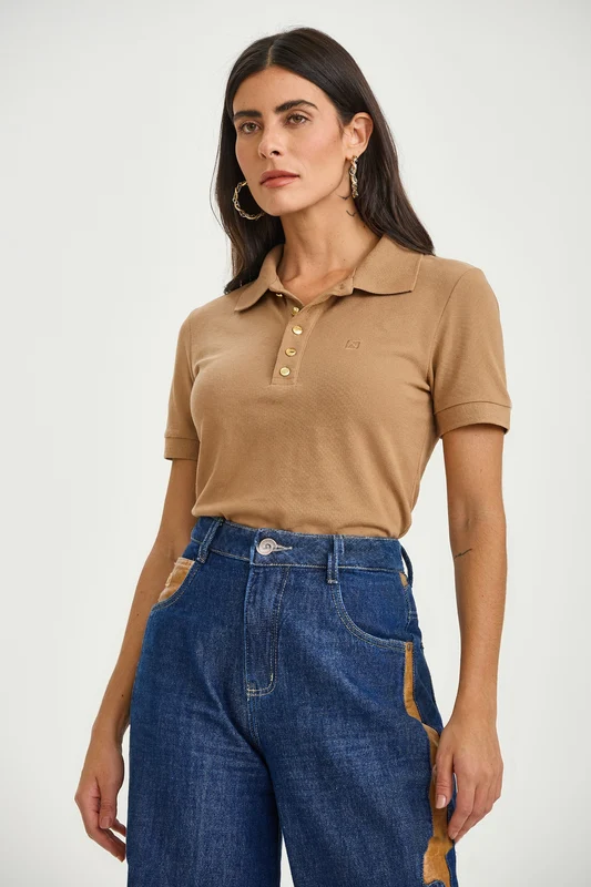 POLO SLIM MODAL 27398 MARROM / GG