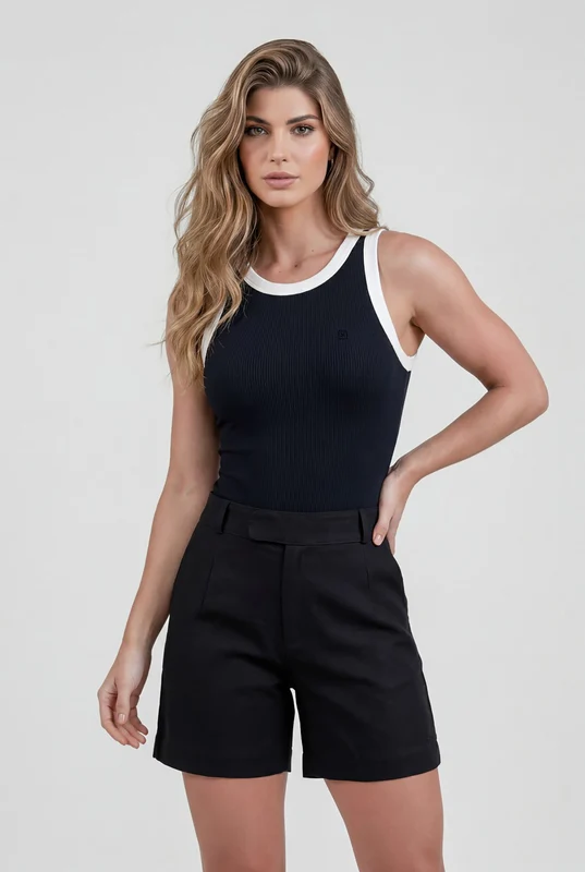 BODY CANELADO SLIM 51480 PRETO / GG