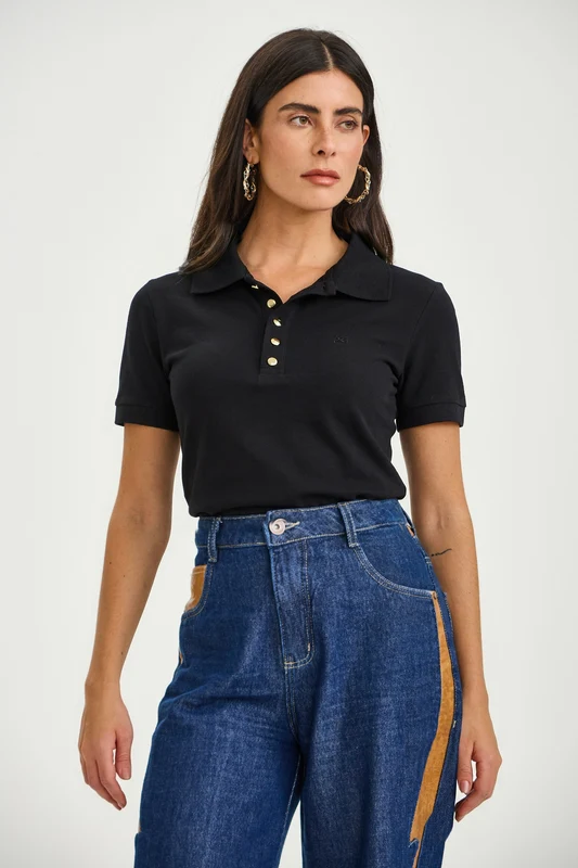 POLO SLIM MODAL 27398 PRETO / G
