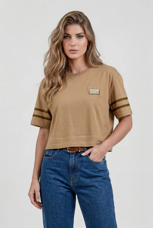 CAMISETA FIO 30 CROPPED 51496 MARROM / GG