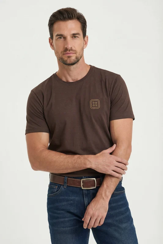 CAMISETA FIO 30 REGULAR 193037 MARROM / P