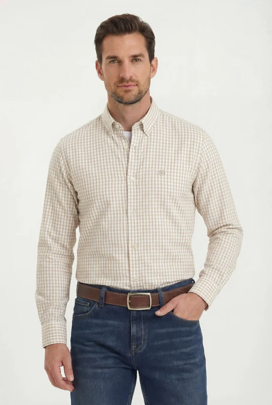 CAMISA ML OXFORD REGULAR 29697L AREIA / G