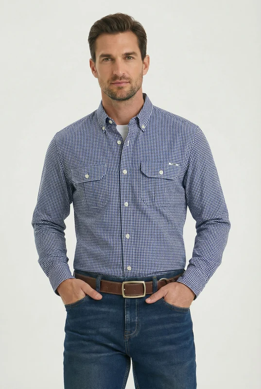 CAMISA ML OXFORD WORKER 29698L MARINHO / GG