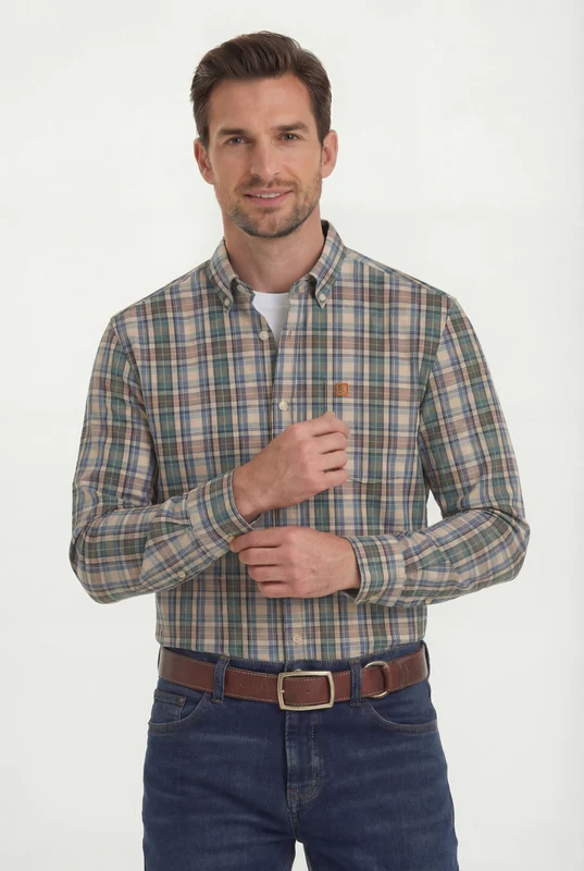 CAMISA ML OXFORD REGULAR 29748L XADREZ / P