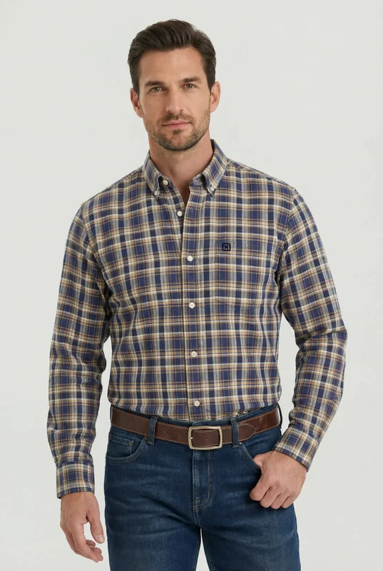 CAMISA ML TRICOLINE REGULAR 29718L XADREZ / P
