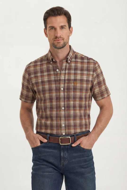 CAMISA MC TRICOLINE REGULAR 29723C XADREZ / P
