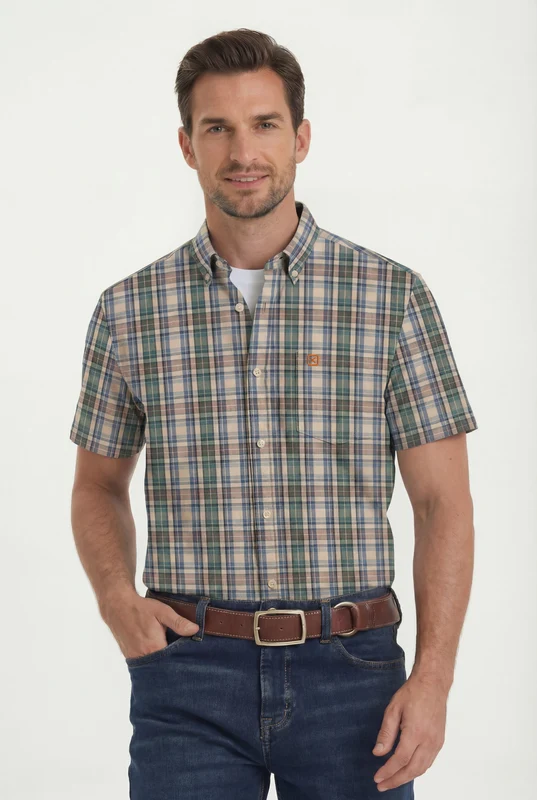 CAMISA MC OXFORD REGULAR 29749C XADREZ / P