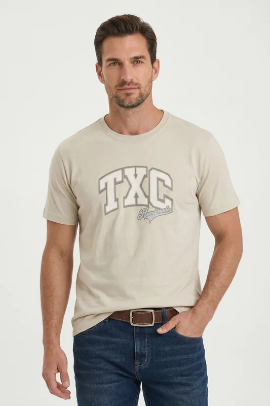 CAMISETA FIO 30 REGULAR 193089 AREIA / M
