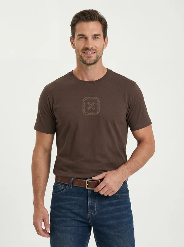 CAMISETA FIO 30 REGULAR 193087 MARROM / M