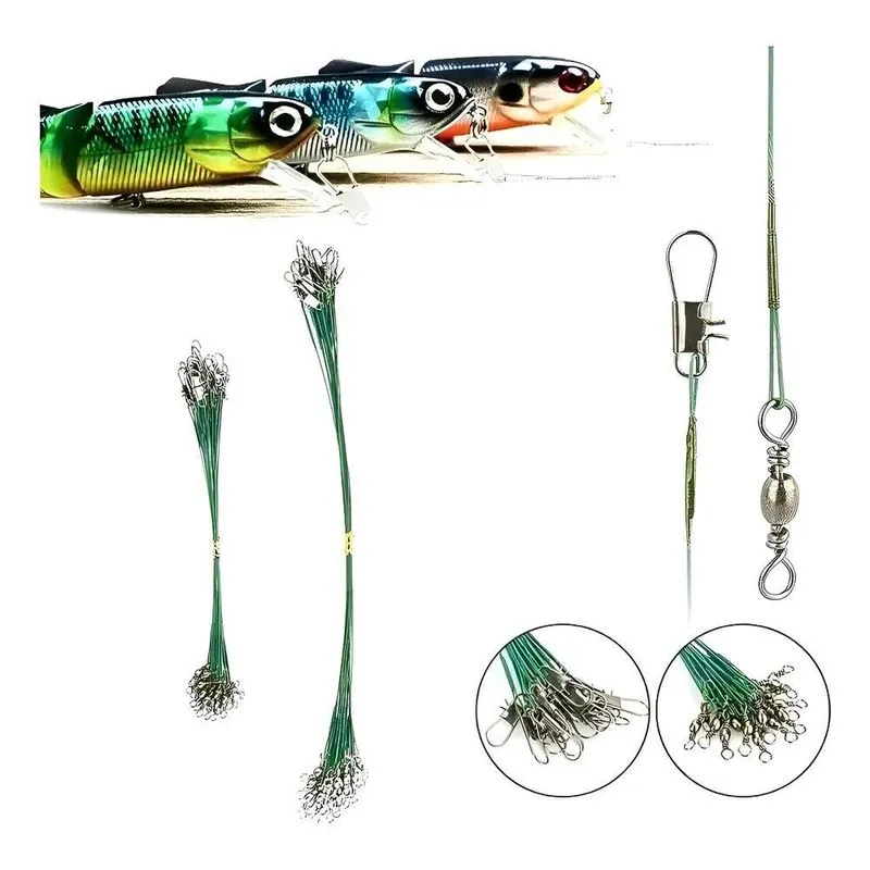 Kit 20 Cabos Encastoado Leader Castor Chicote Girador E Fot