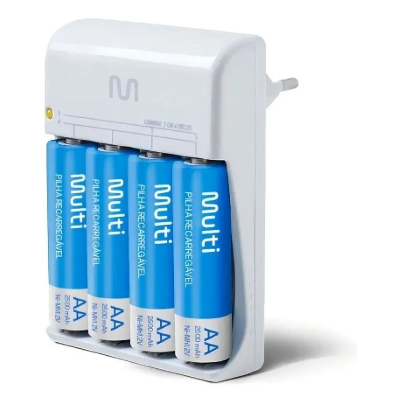 10x Multilaser Cb054 Carregador De Pilhas 4 Pilhas Recarreg