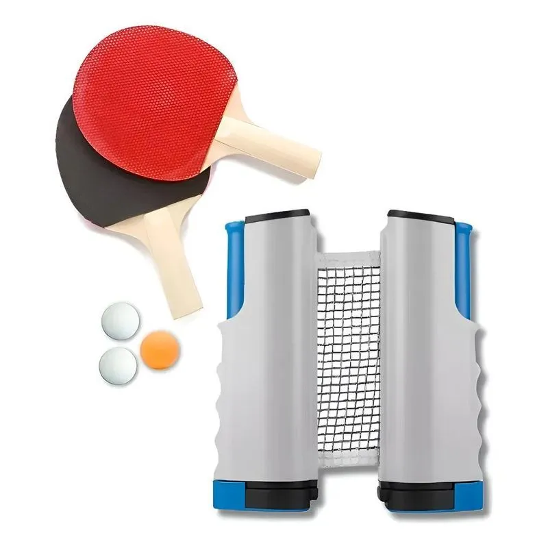 Kit Com Raquetes De Ping Pong Portátil Completo + 3 Bolinhas