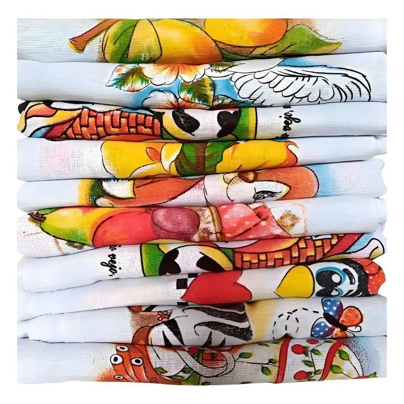 5 Panos De Prato Estampado Pé De Galinha Kit Uso Diário