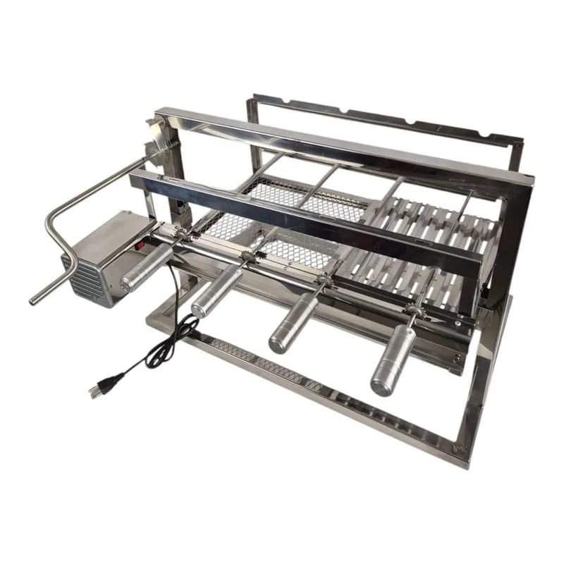 Grill Elétrico De Elevação Aço Inox 304 + 2grelhas + 4 Espetos