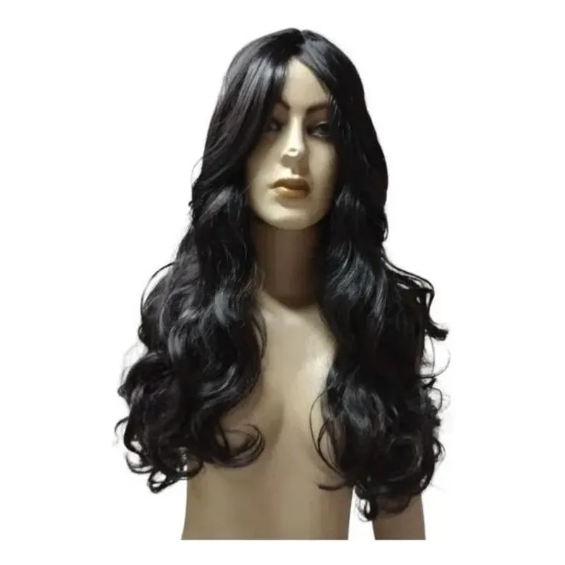 2x Peruca Orgânica Com Franja Ondulada Preto Weng. Envio Ráp
