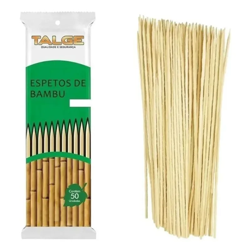 3x 50 Palitos De Bambu Espeto Para Churrasco 25cm