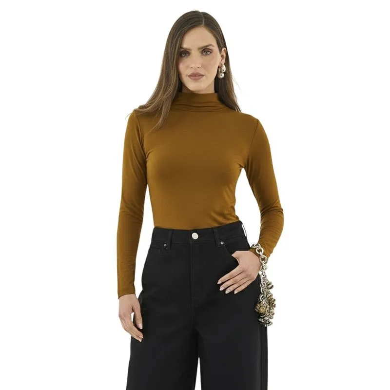 Blusa Colcci Slim Manga Longa Marrom Feminina M / Marrom