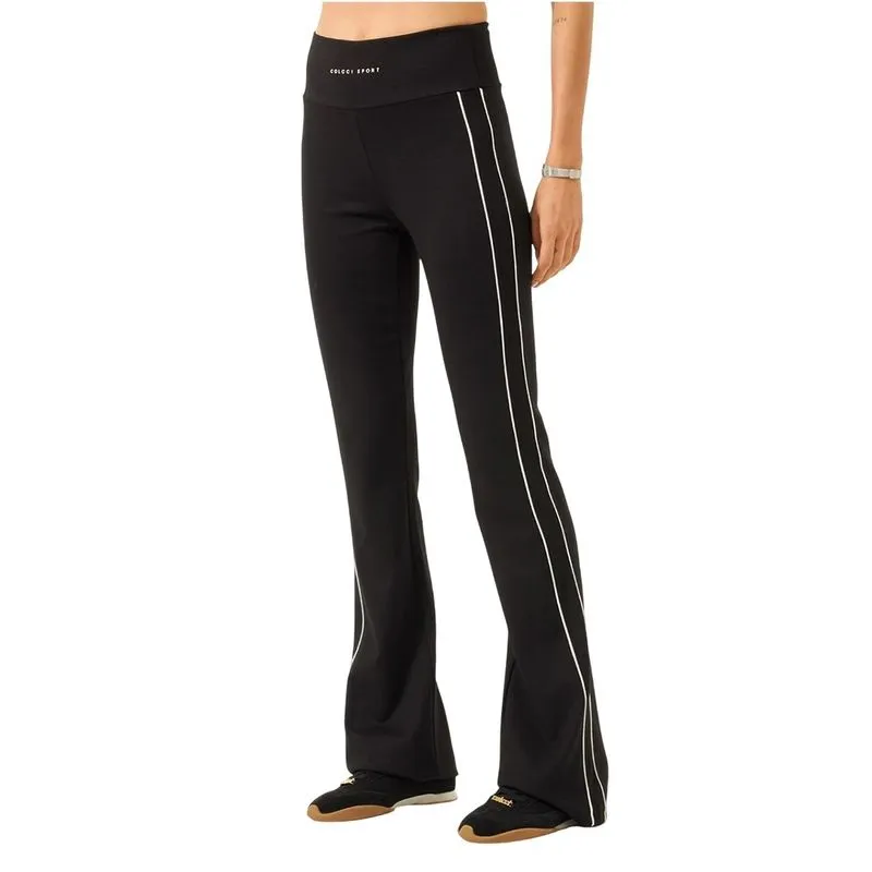 Calça Colcci Perfect Fit Flare Com Listras Laterais Preta Feminina P / Preto