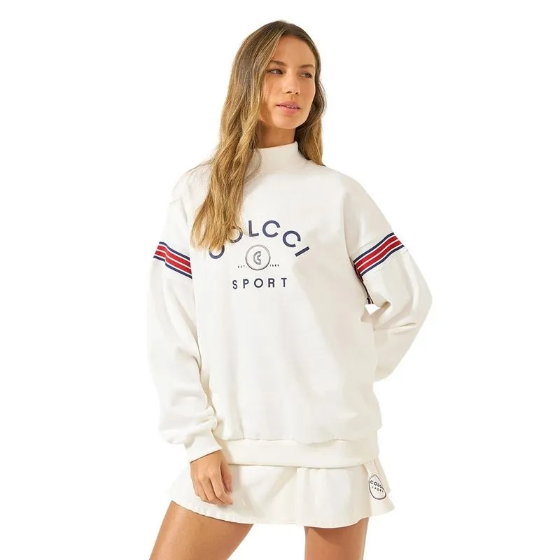Moletom Colcci Comfort Com Estampa E Listras Off Natural Feminino M / Branco