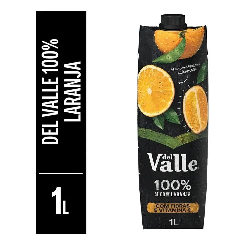 5x Suco 100% Laranja Del Valle 1 Litro