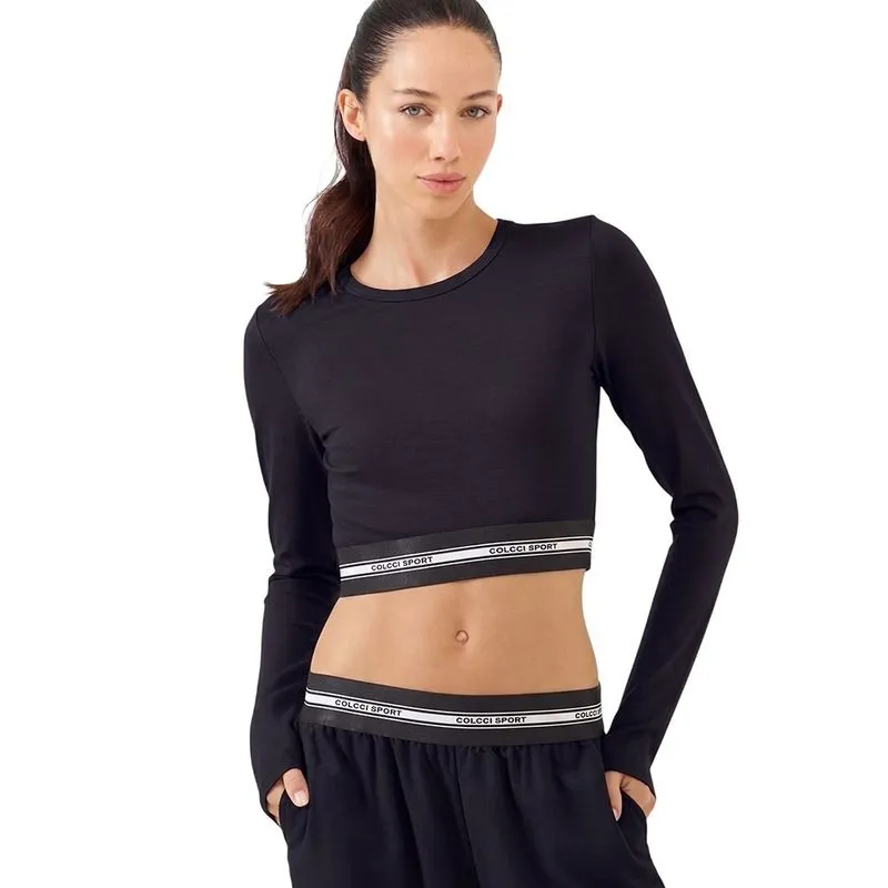 Blusa Colcci Performance Cropped Preta Feminina G / Preto