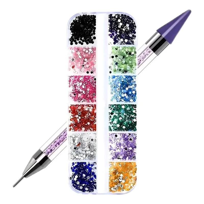 10x Kit De Unha Nail Pedrinhas Coloridas + Caneta Pega Str