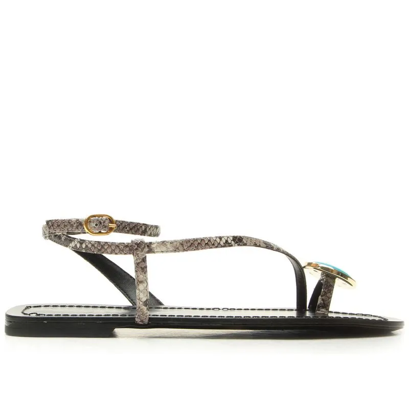 Flat Vicenza de Dedo Coimbra Animal Print Pedraria KALI SNAKE - GRAY - 38