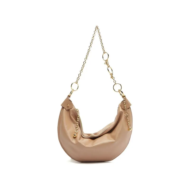 Bolsa Arezzo Tiracolo Bege Couro Média Correntes LEATHER BRU - TRUE SAND - UN