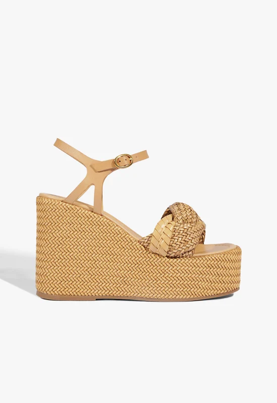 Serena Woven Sandal 5 / Light Wood / Leather