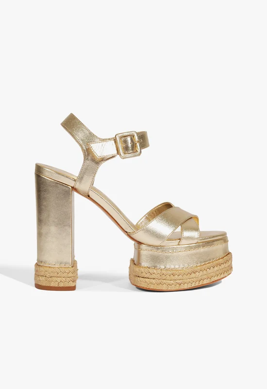 Hilda Rope High Metallic Sandal 9 / Platinum / Metallic