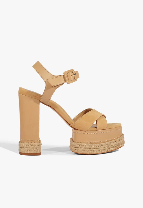 Hilda Rope High Sandal 6 / Light Wood / Leather